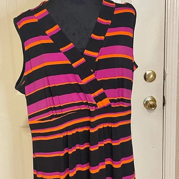 Susan Lawrence Vibrant Striped Asymmetrical Dress - Picture 2 of 5